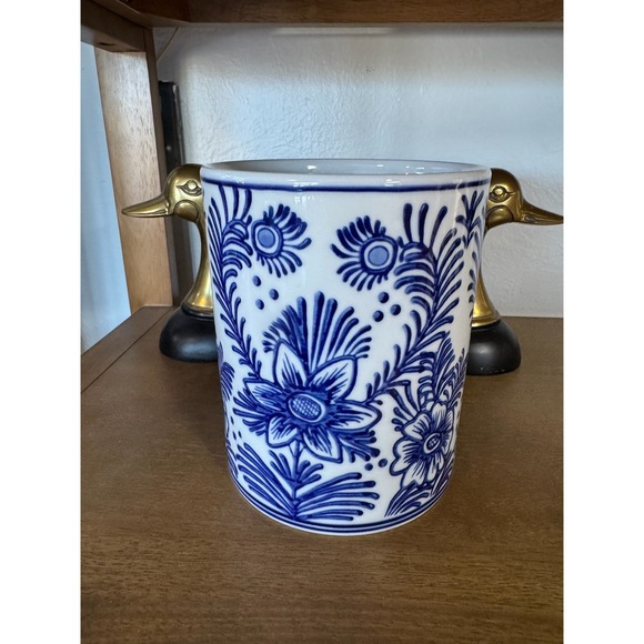 Pottery Barn Other - Pottery Barn Blue White Floral Ceramic Pot Planter Container Not For Food Use